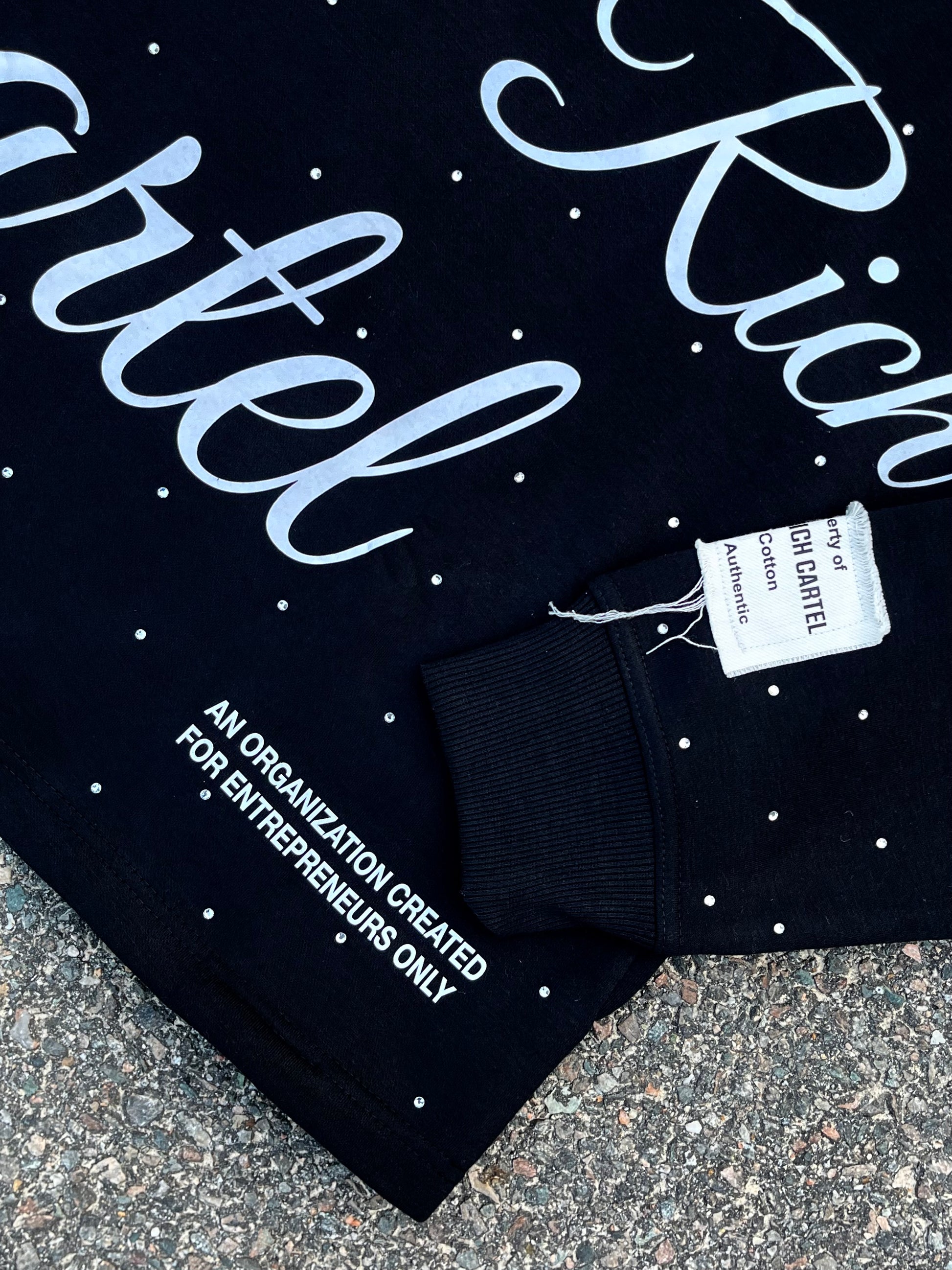 Almost Rich Black Rhinestone Hoodie (Limited Availability)